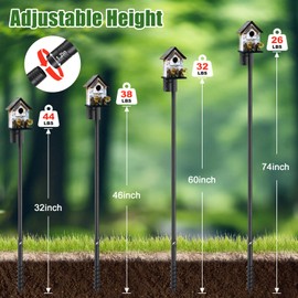 Bird Feeder Poles for Outdoors, Heavy Duty 58 Inch Birdhouse Stand Stake 1.2 Inch Diameter Metal Bird Mounting Pole for Yard Garden