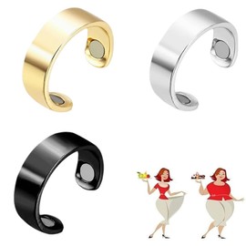 XURJUMI Pack of 3 Rings Women Magnetic Rings Women, Lymphatic Drainage Magnetic Ring Women Men Women Finger Copper 4 Ultra Strong Magnets Adjustable