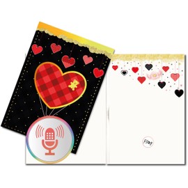 PlayMegram Personalisierbare Grußkarte mit Aufnahmefunktion – Audio-Glükwunschkarte im Herz-Design mit Goldakzenten – für Valentinstag, Hochzeit & Jahrestag und allgemeine Anlässe – A5 Format