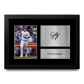 HWC Trading FR A4 Corey Seager Texas Rangers Gifts Printed Signed Autograph Picture for Baseball Memorabilia Fans - A4 Framed