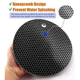 Extra Thick Silicone Trivets Heat Resistant Pot Holder and Oven Mitts,Trivets for Hot Dishes,Nonslip Insulation Honeycomb Rubber Hot Pads for Countertop,Multi-Purpose & Flexible Mats,2 Pack Black