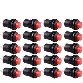 CLDIY Pack of 20 SPST Self-Locking Pressure Switch Off/On AC 250 V / 1.5 A 125 V / 3 A Red Cap for Car