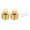 PATIKIL 3/8" NPT Male Brass Square Plug Fittings Set, 2Pcs