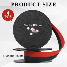 4 Pairs Universal Typewriter Ribbon Twin Spool Typewriter Ink Ribbon, Twin Spool Replacement Pack for Most Typewriter (Black-Red)