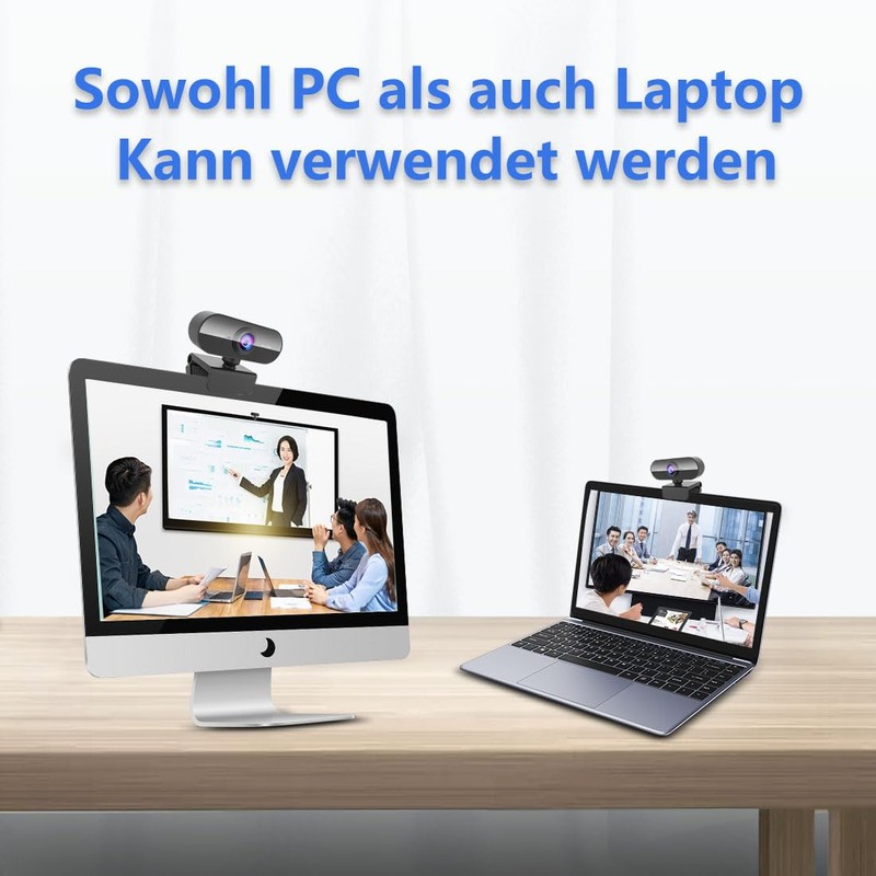 DDKJ Webcam Full HD 1080P, PC Camera with Microphone, Computer