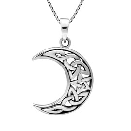 AeraVida Celtic Goddess of Moon and Stars .925 Sterling Silver Pendant Necklace | Elegant Sterling Silver Necklace for Women | Vintage Long Necklaces for Women | Necklace Women Jewelry