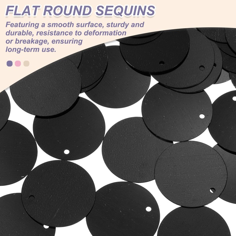 sourcing map 100Pcs Flat Round Sequins 25mm/1 Inch, Black