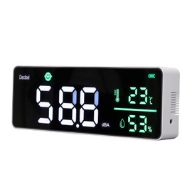 Sound Level Meter, Wall Hanging Decibel Meter Temperature Humidity Meter with 11 Inch LCD Screen, Noise Level Meter for Classroom Studio Home Factory