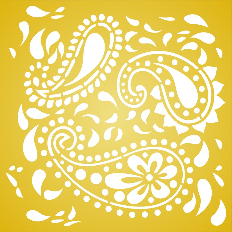 Paisley Pattern Stencil 6.5 x 6.5 Inch Reusable Large Paisley