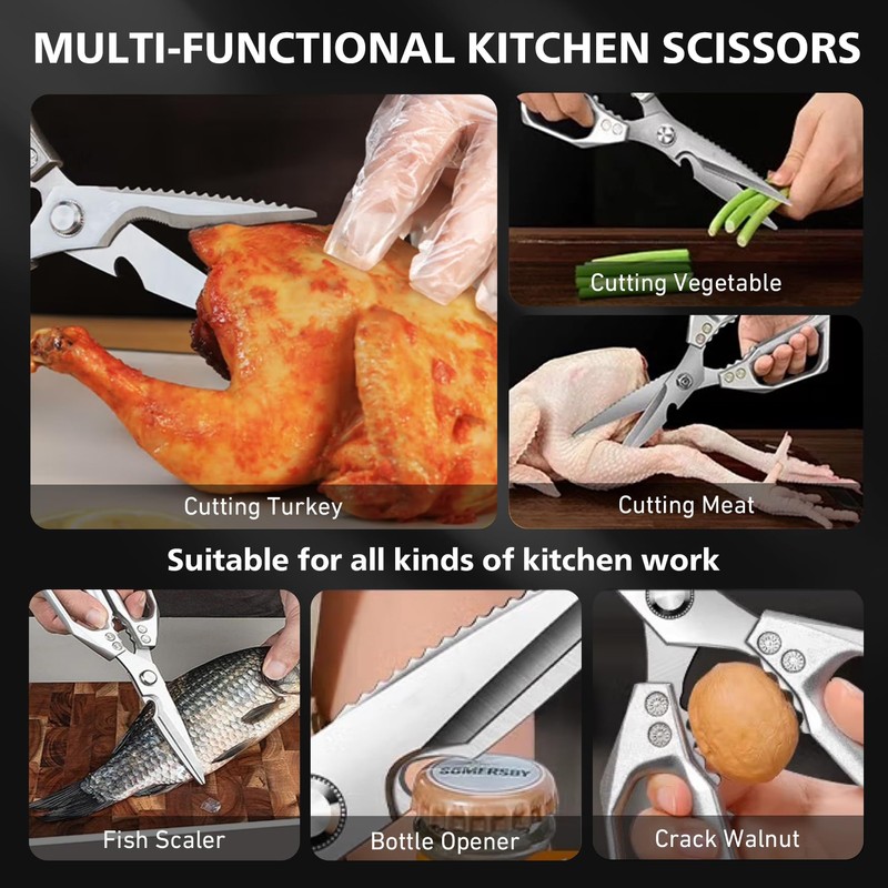 BALUCA Heavy Duty Kitchen Scissors All Purpose - Professional Stainless