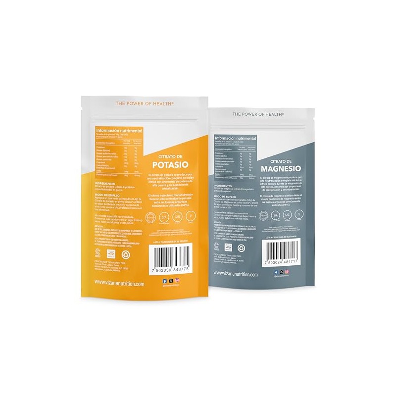 VIZANA NUTRITION | Citratos de Magnesio y Potasio en Polvo