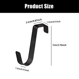 GUQIANLU 6-Pack Black Stainless Steel Over The Cabinet Door Hooks - Hanger Hook Organizer for Kitchen, Christmas, Wreaths, Clothes - Single Hanging Hooks for Convenient Over-The-Door Storage