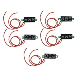 5Pcs Mini Digital DC Voltmeter Voltage Meter Tester Detector Adjustable 2 Wire 0.28in(YellowGreen 2.630V )