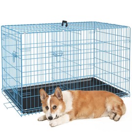 Dog Crates for Small Dogs 30"/24" Folding Mental Wire Crates Dog Kennels Outdoor and Indoor with Double-Door, Removable Tray puppy playpen - Color: 24 inch-Pink