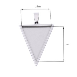 Reidgaller 10pcs Stainless Steel 25x35mm Triangle Cabochon Setting Trays DIY Bezel Pendant Base Blanks for Necklace Jewelry Making Supplies