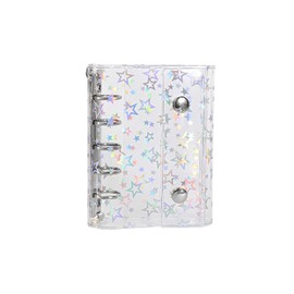 REYLNXR Seal Pad, Clear, Laser Star, PVC, M5 Size, Tri-fold, Double Lock, Pocket, Hanging Hole Design, Free DIY Storage, Miscellaneous Goods, 1 Double Sided Card Pages, 10 Sheets