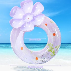 VROLUVTQ Purple Daisy Inflatable Swimming Ring, Adult Swimming Pool Toy, Summer Party Adult, Pool Floats Toy Rubber Ring, Teenager Girls Beach Outdoor Party Supplies