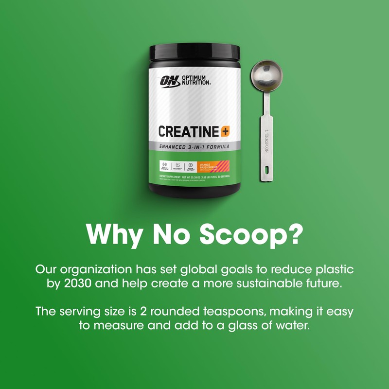 Optimum Nutrition Creatine Monohydrate Plus Powder, Orange Passionfruit Flavored Creatine
