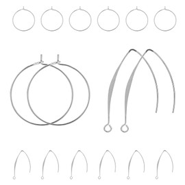 BEADNOVA Ear Wire Set Hoop Ear Wires V Shape Earring Wire Earring Hook for Earring Making Jewelry Making DIY (Silver, Total 16pcs)
