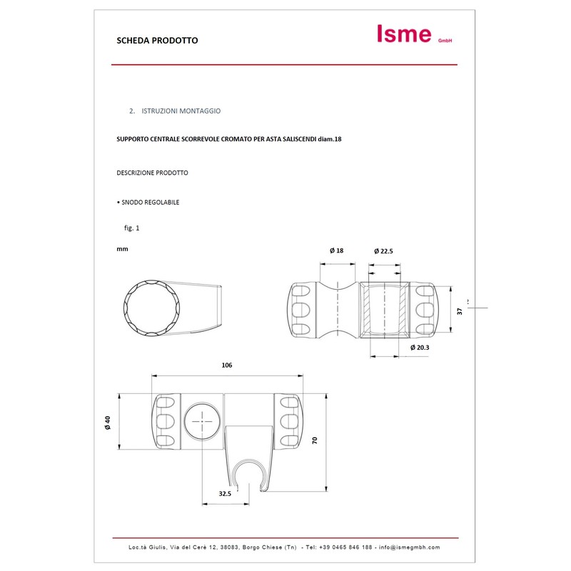Schläfer 8126022 Slider for Shower Rail and Shower Head Holder