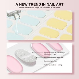 Nelikoo Semi Cured Gel Nail Strips - 30PCS Gel Nail Stickers for UV Light, Long-Lasting Gel Nail Wraps, Salon-Quality Semi Cured Nail Stickers, 2 Weeks Wear, Easy DIY Gel Manicure-Candy Crush