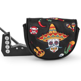 Golf Club Headcover for Drivers, Fairway Woods Covers Sugar Skull Hybrid Covers Advanced Embroidery DF3 OZ1 Mallet Putter Blade Putter Headcover Premium Leather (for OZ1 Mallet Putter(1pcs))