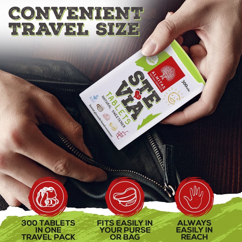 Stevia Tablets Sweetener (300 tabs), Made in Germany, For Coffee