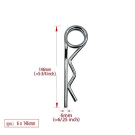 Double ring R-Clip Pins R Shaped Spring Cotter Pin Zinc-Plating Trailer Tractor Mower Fastener Hardware (6 x 146 mm (1 pcs))