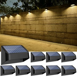 FLITI Solar Lights Outdoor, RGB 8 Colors, Dusk to Dawn Deck Light, Solar Deck Lights for Outside IP65 Waterproof, Backyard/Railing/Wall/Step/Patio/Fence(8 Pack,Black)