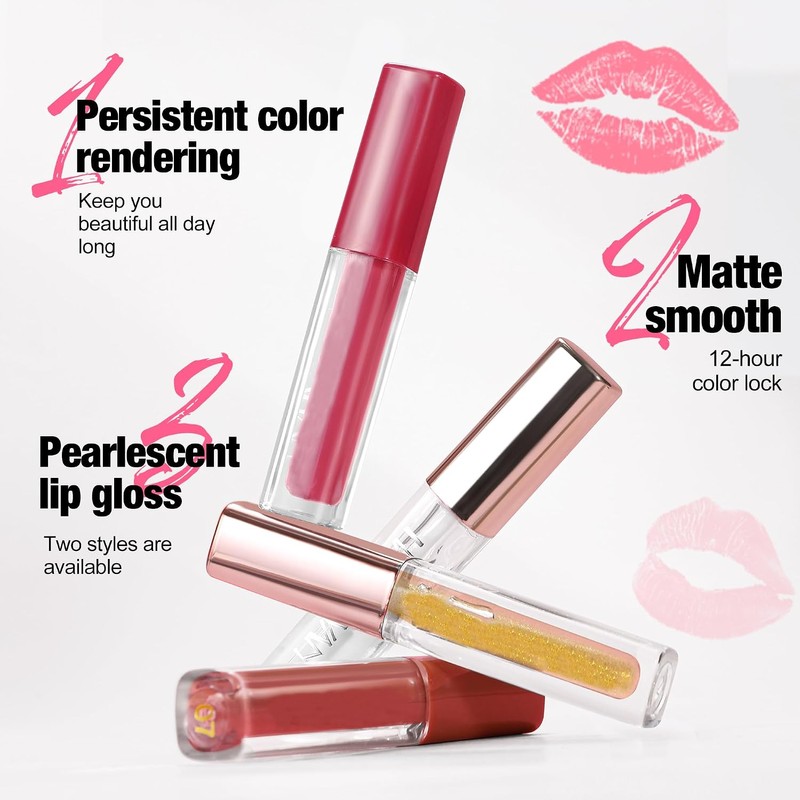 Labiales Líquidos Perlado 4 Piezas – Brillo Waterproof para Todo