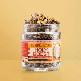 Cosmic Atma Herbal Smoking Blend – Holy Boost for Energy & Brain Power | Herbal Tea Loose Leaf & Smokable Herbs – 14gm/0.5oz