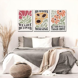 Dytila Framed Christian Bible Scripture Wall Art Set of 3, Flower Marke Pictures Wall Decor Inspirational Paintings Religious Verses Canvas Prints, Artwork for Christian Women & Teen Girls 12x16 in