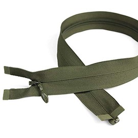 Size #5 Invisible Separating Zippers, 18" Length, Drab Green, Bias Bespoke Brand