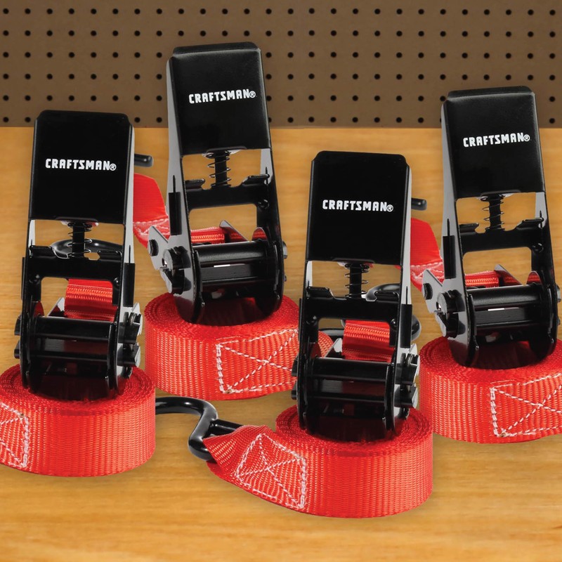 CRAFTSMAN CMXAZBS9004 Black/Red 1" x 10' Ratchet Tie Down Straps