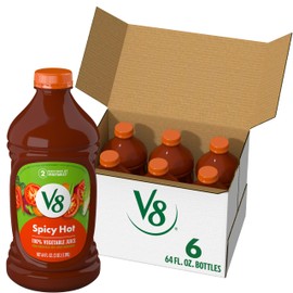 V8 Spicy Hot 100% Vegetable Juice, 64 fl oz Bottle (6 Pack)