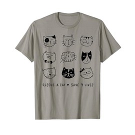 Rescue A Cat Save Nine Lives Tshirt Funny Cat Lover Gift T-Shirt for Men Women