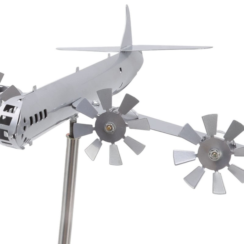 Metal Airplane Windmill Yard Spinner Airplane Wind Stainless Steel Sculpture