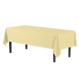 Exquisite 4-Pack Light Yellow Plastic Table Cloth - 54In. x 108In. Disposable Tablecloth for Parties - Rectangle Tablecloth - Disposable Table Cloths for Parties - Plastic Table Cover for Picnics