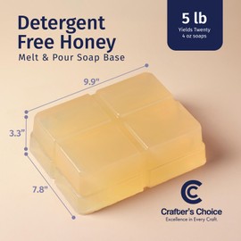 Crafter's Choice Detergent Free Melt and Pour Soap Base for Soap Making and DIY Crafting Projects, SLS/SLES Free, 5LB Block (Honey)