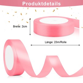 Pink Gift Ribbon Satin Ribbon 23 m, 2 cm Wide, Light Pink Decorative Ribbon Fabric Ribbon for Wedding Halloween Christmas Christening Birthday DIY Craft Gift Packaging Silk Ribbon Light Pink