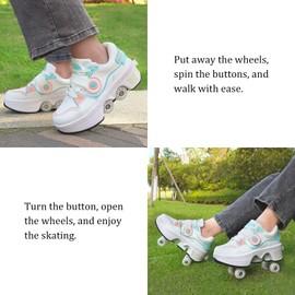 Roller Skates for Women - Retractable Roller Shoes 2-in-1 for Indoor & Outdoor Skating with Adjustable Wheels