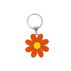 COLORFUL BLING Cute Daisy Enameled Keychain Flower Charms Keyring for Purse Bag-orange