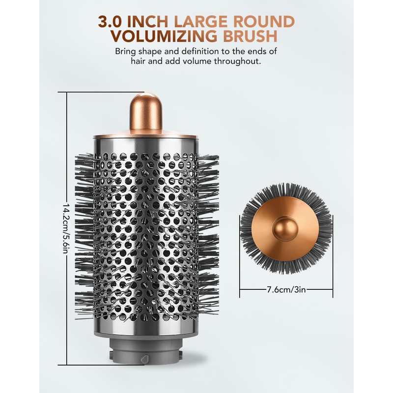 Large Round Volumizing Brush for Dyson Airwrap Styler, Big Round