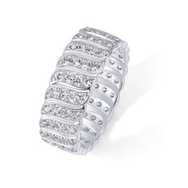 PAVOI 14K Gold Plated Chunky Ring | Cubic Zirconia Stackable Rings | Chunky Wide Band for Women, 5, White Gold, Cubic Zirconia