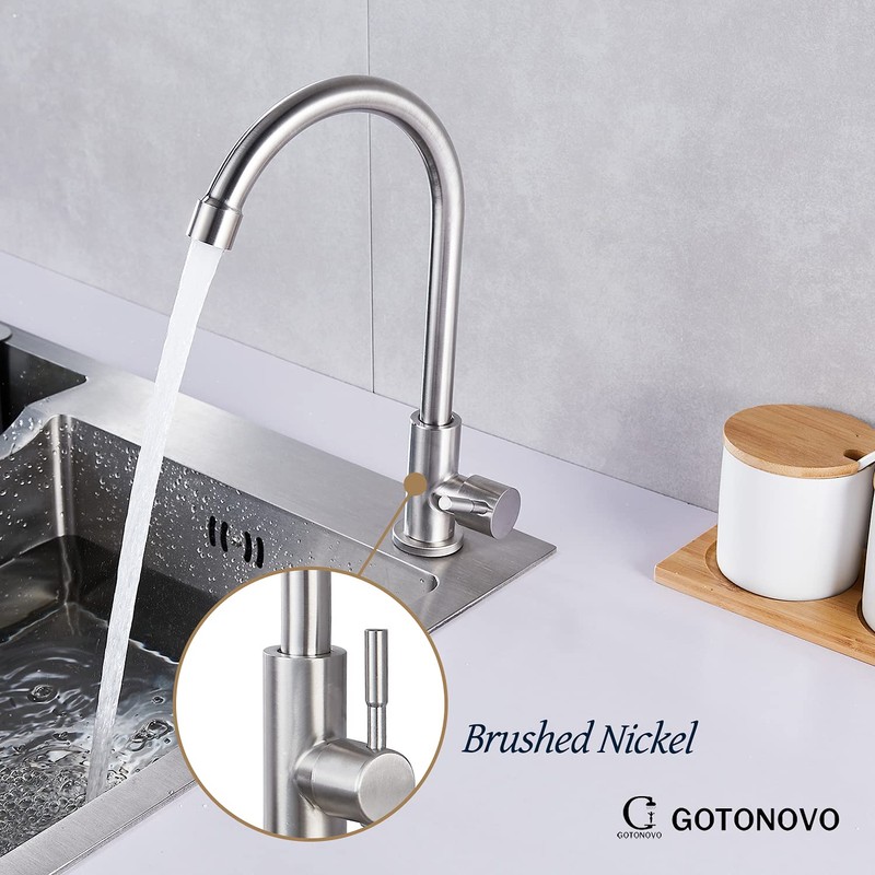 Stainless Steel Cold Water Kitchen Sink Faucet Brushed Nickel Bathroom