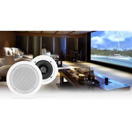 Rockville HC55-16 5.25" 300W in-Ceiling Speakers 16 Ohm, White, High Power Audio, Paintable Grille, Easy Install, Perfect for Home Theater