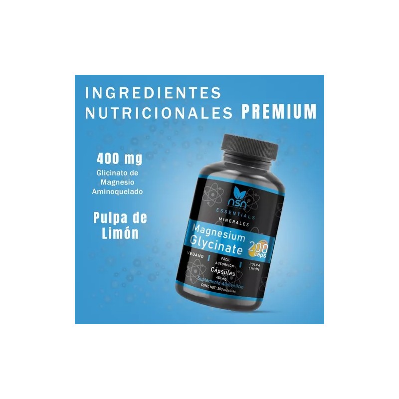 Glicinato De Magnesio 200 Caps | 450mg | Con Pulpo