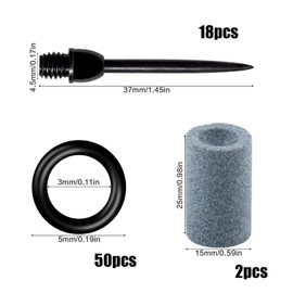 SJUNJIE 18 Stück Steeldart Spitzen mit 50 Gummiringe und 2 Dartspitzer Change Dart Point Dartspitzen Steel mit 2BA Gewinde Dauerhaft Dartpfeile Metallspitze Dart Tip Konverter Tool