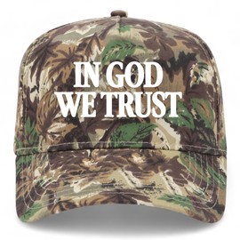 in God We Trust Vintage Trucker Hat | Premium Adjustable Snapback Baseball Hat for Men & Women (US, Alpha, One Size, Camo)