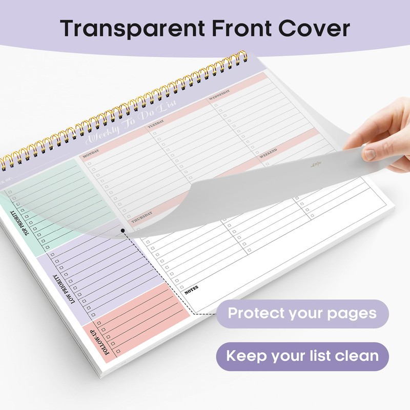 Taja Weekly To Do List Notepad with 52 Undated Sheets（8.5"×11"）-